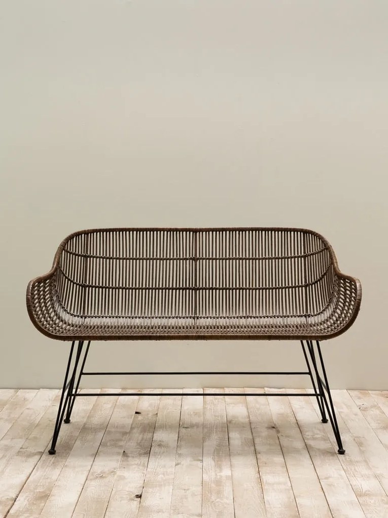 Bancheta natur, din rattan, Cappuccino