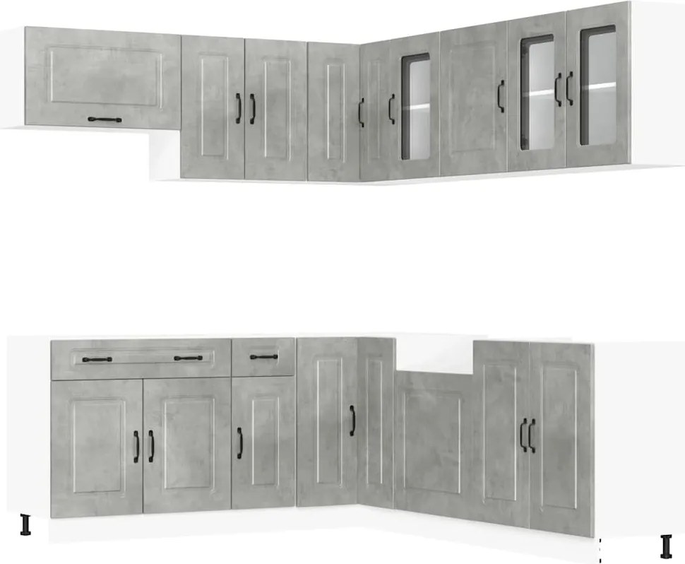 vidaXL Set dulapuri de bucătărie 11 piese „Kalmar” gri beton Lemn
