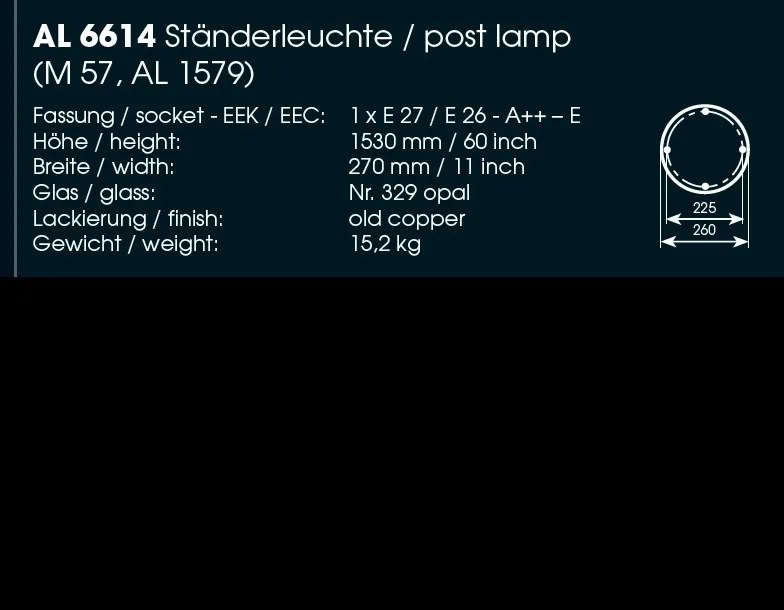 Stalp iluminat exterior din fier forjat, inaltime 153cm, AL 6614