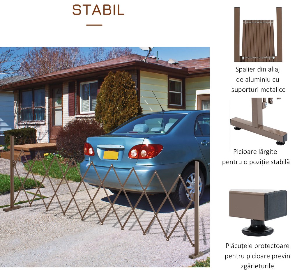 Outsunny Gard de Grădină cu Lățime Reglabilă, Gard de Grădină Multifuncțional din Metal și Aluminiu, 300x31x103,5 cm, Maro Închis