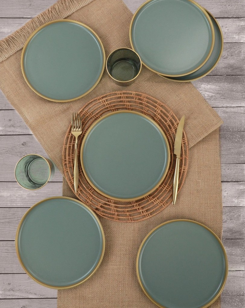 Set farfurii pentru desert Dessert Plate Set, Verde, 22 x 22 cm