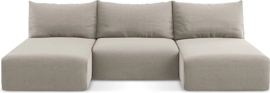 Colțar taupe extensibil/cu spațiu de depozitare cu tapițerie din catifea (în formă de "U") Kalena – Makamii