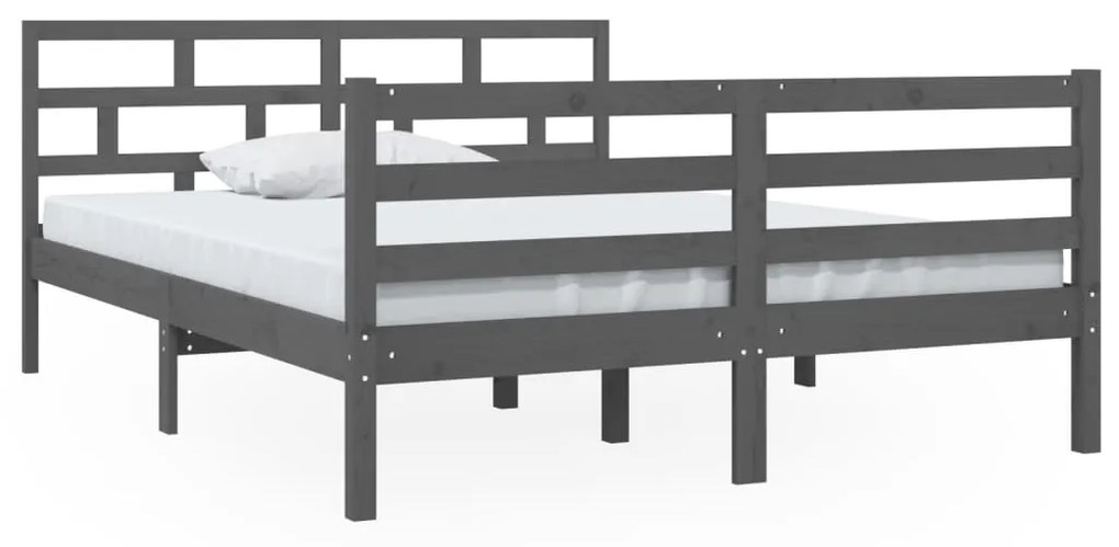 3101265 vidaXL Cadru de pat, gri, 140x190 cm, lemn masiv de pin