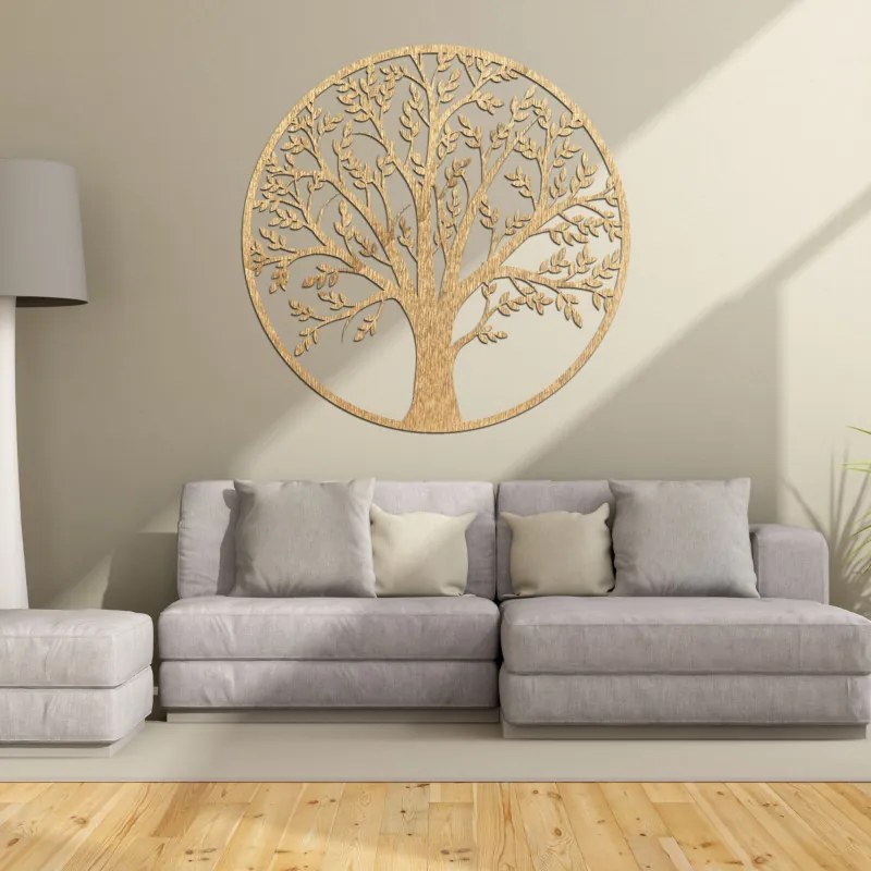 SENTOP | Copacul Vieții din lemn, într-un cerc – decorațiune murală | FORTIS