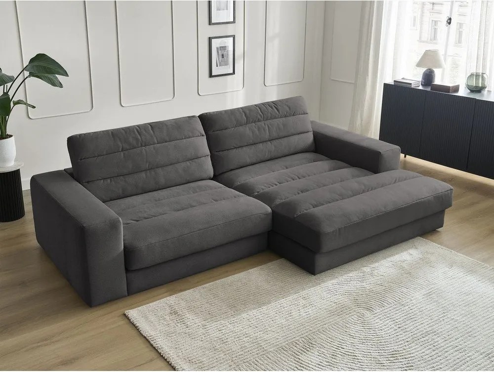 Colțar gri antracit cu tapițerie din catifea (cu colț pe partea dreaptă/cu șezlong) Sierra – Bobochic Paris