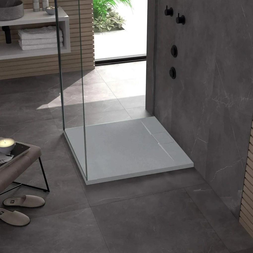 Cadita de dus Rea Bazalt Grey 90x90