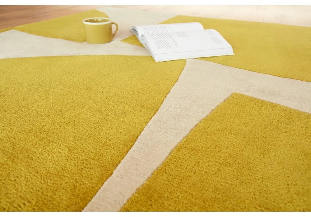 Covor galben ocru handmade din fibre reciclate 160x230 cm Romy – Asiatic Carpets