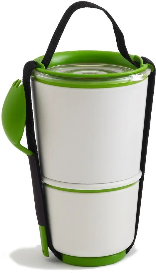 Bol pentru gustări Black + Blum Lunch Pot, alb - verde