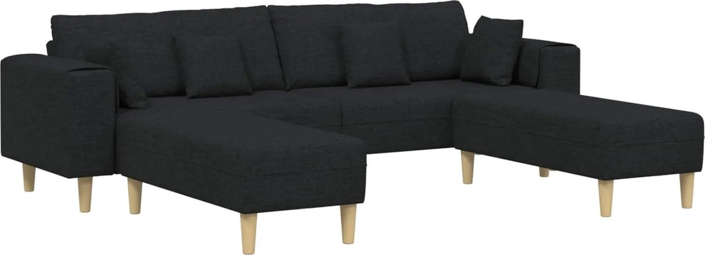 vidaXL Canapea cu pernă 3 pcs Negru țesătură