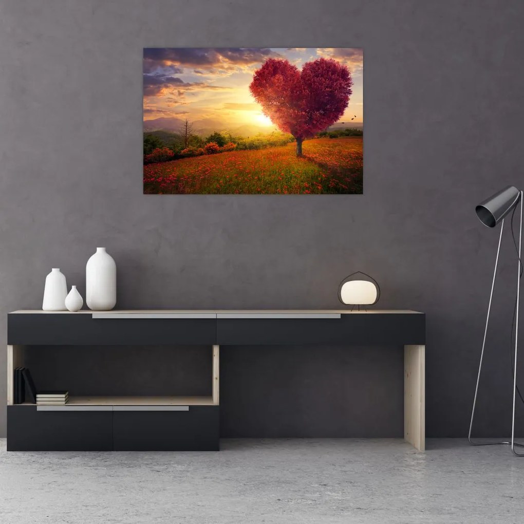 Tablou cu copaci în forma de inimă (90x60 cm)