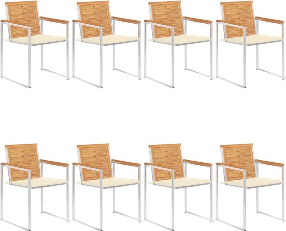 vidaXL Scaune de grădină cu perne, 8 buc., lemn masiv de tec