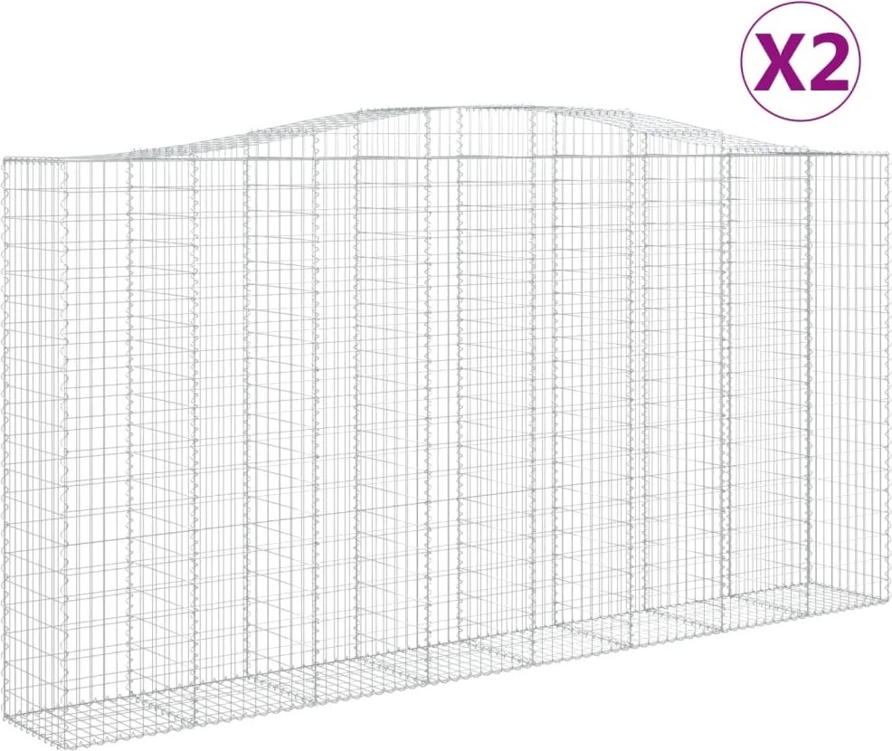 vidaXL Coșuri gabion arcuite, 2 buc 400x50x200/220 cm, fier galvanizat