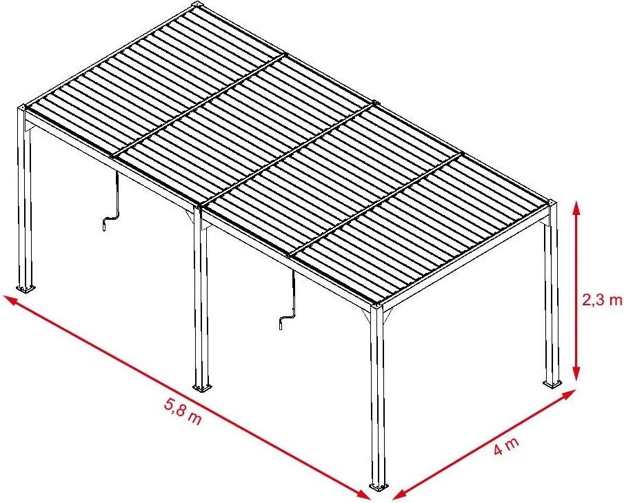 Pergolă bioclimatică din aluminiu cu lamele 5.8 x 4 M