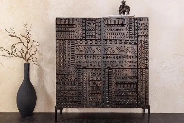 Comoda lemn de mango relief 3D TRIBAL 120cm