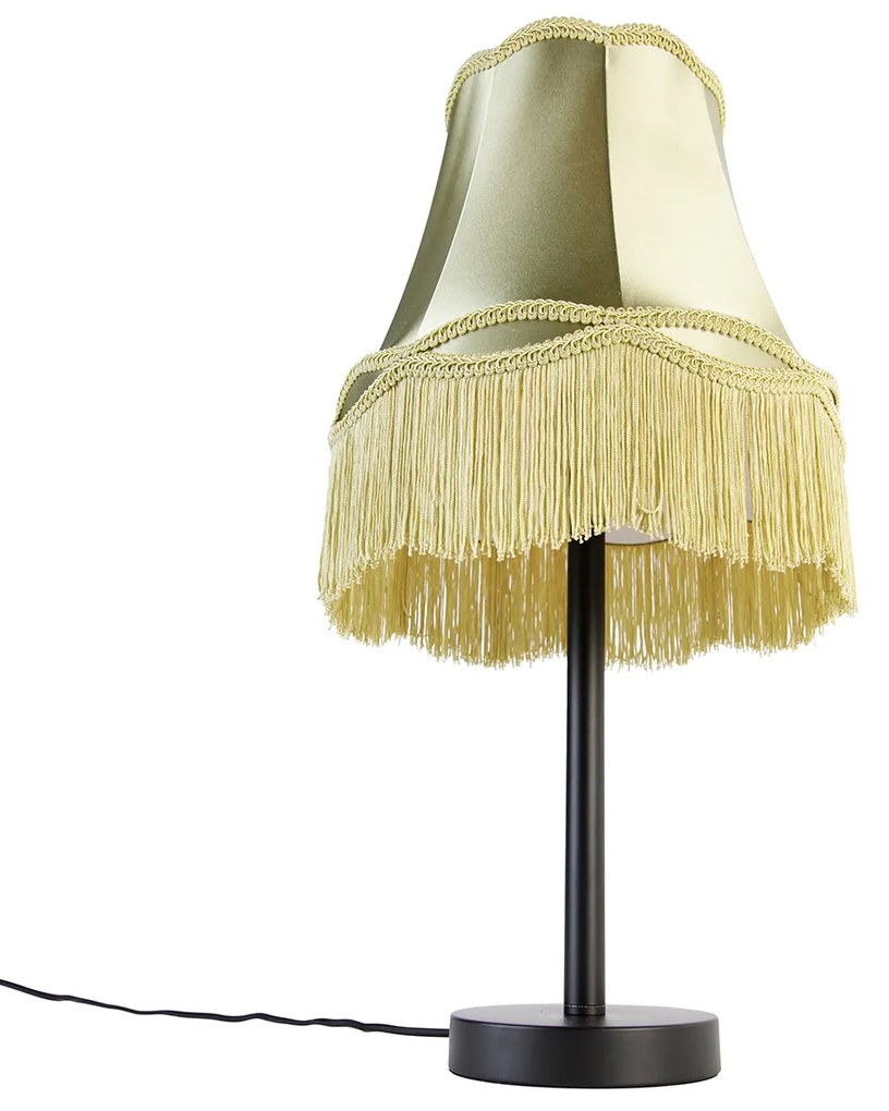 Lampă de masă clasică neagră cu abajur verde Granny 30 cm - Simplo