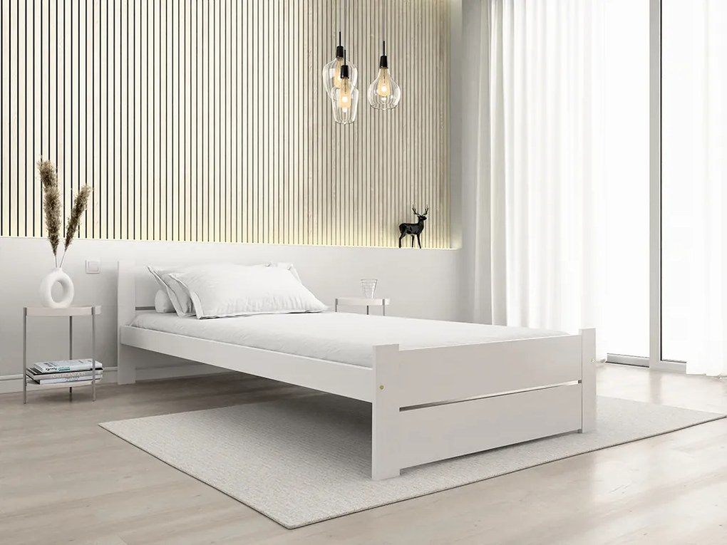 Pat IKAROS DOUBLE 90 x 200 cm, alb Saltea: Saltea SOMMERA 18 cm, Somiera: fara somiera