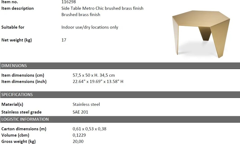 Masuta de cafea design LUX Metro Chic alama periata