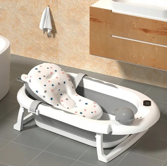 Cada de baie pliabilă pentru copii VAIANA PREMIUM cu pernă - mai multe culori Albastru