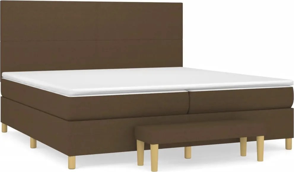 vidaXL Pat box spring cu saltea, maro închis, 200x200 cm, textil