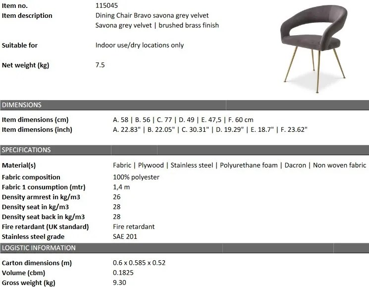 Scaun design elegant LUX Bravo, savona gri 115045 HZ