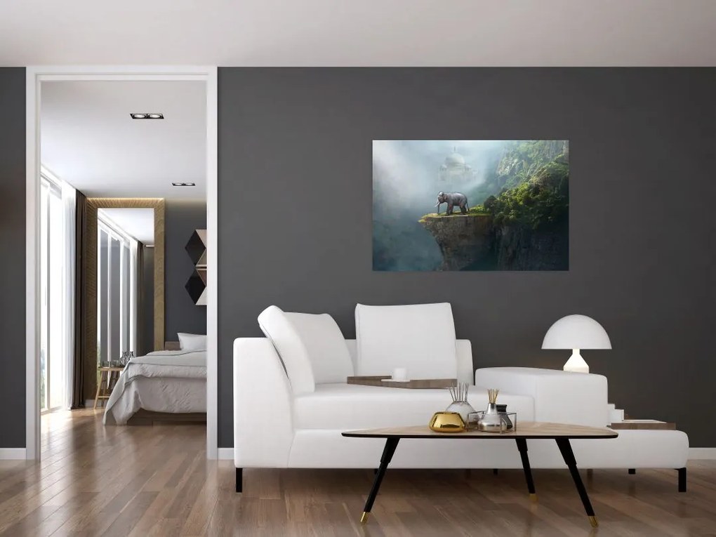 Tablou - Elefant în vârful Taj Mahalului (90x60 cm)