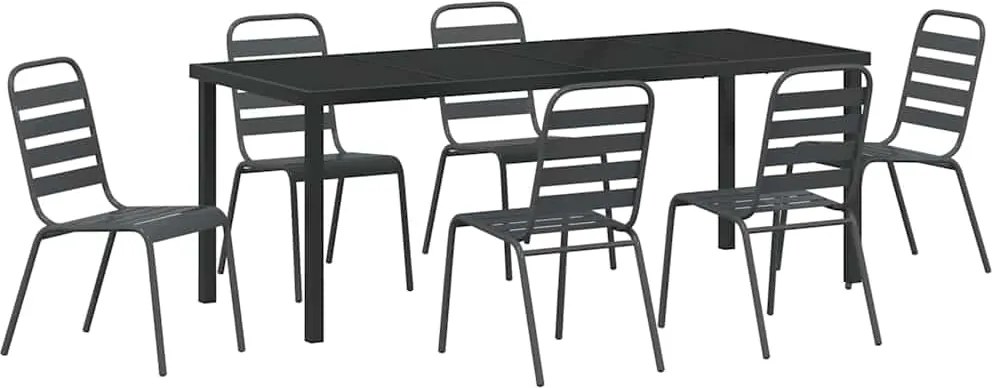 vidaXL Set de masă pentru grădină 7 pcs Antracit