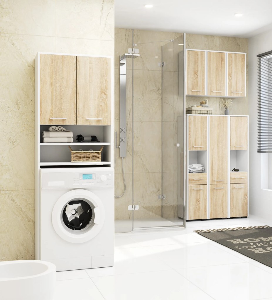 Dulap de baie Farid TYP4 (Alb + Stejar sonoma). 1069756