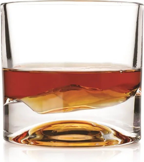 Set pahare pentru whisky LIITON 1009977 Rocky Mountain, 240 ml, 2 buc, Fund 3D varf Elbert, Transparent