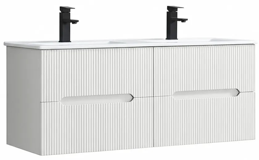 Trent 120 dulap de baie inferior cu chiuvetă ceramică 4 sertare, alb