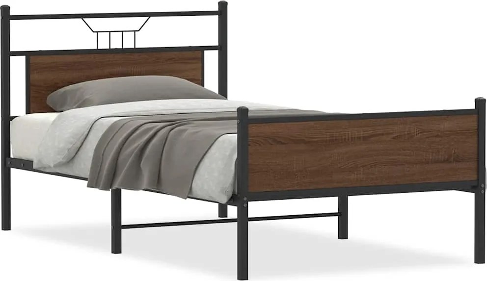 vidaXL Cadru pat fără saltea stejar maro 100x200 cm lemn prelucrat