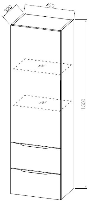 Dulap inalt suspendat, Kolpasan, Tara, cu 1 usa si 2 sertare, craft wood