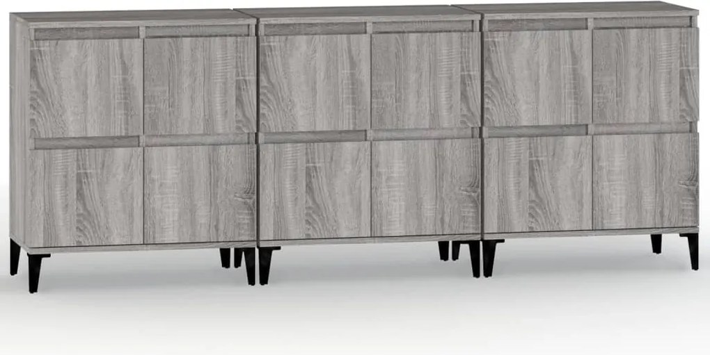 vidaXL Dulapuri, 3 buc, sonoma gri, 60x35x70 cm, lemn prelucrat