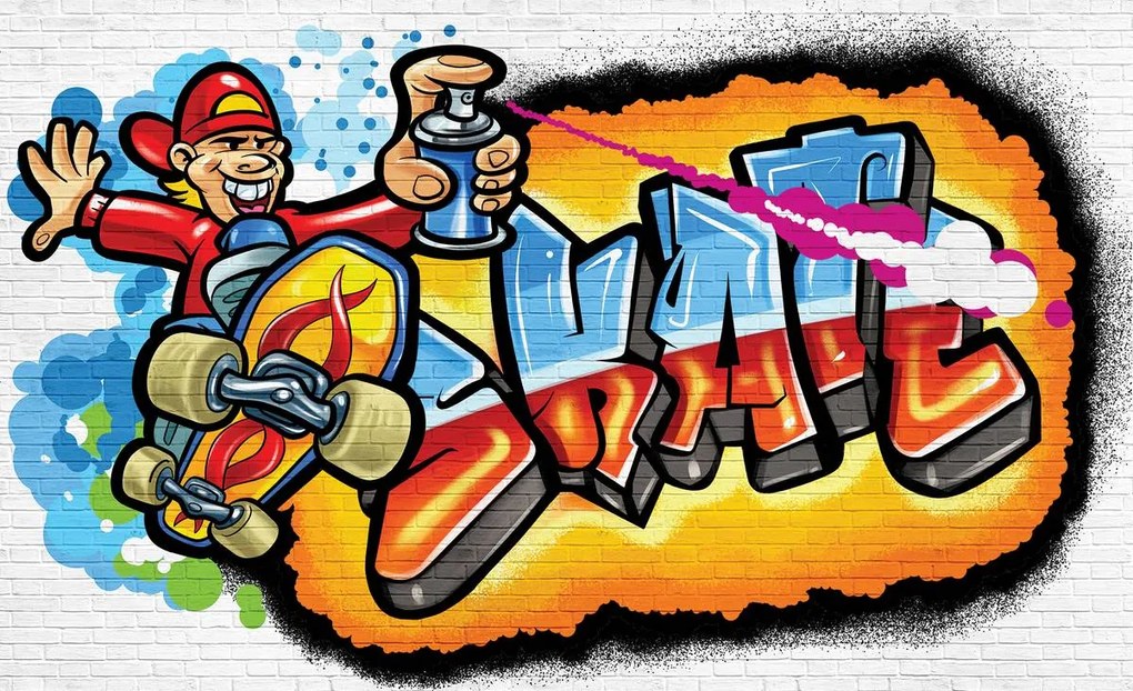 Fototapet - Graffiti colorat - skateboard (254x184 cm)