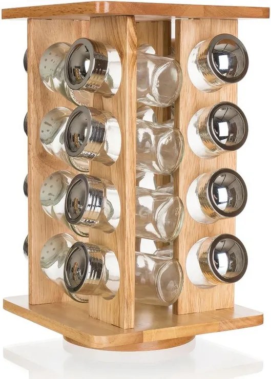 BANQUET Set de recipiente pentru condimente BRILLANTE în suport din lemn 16 buc.
