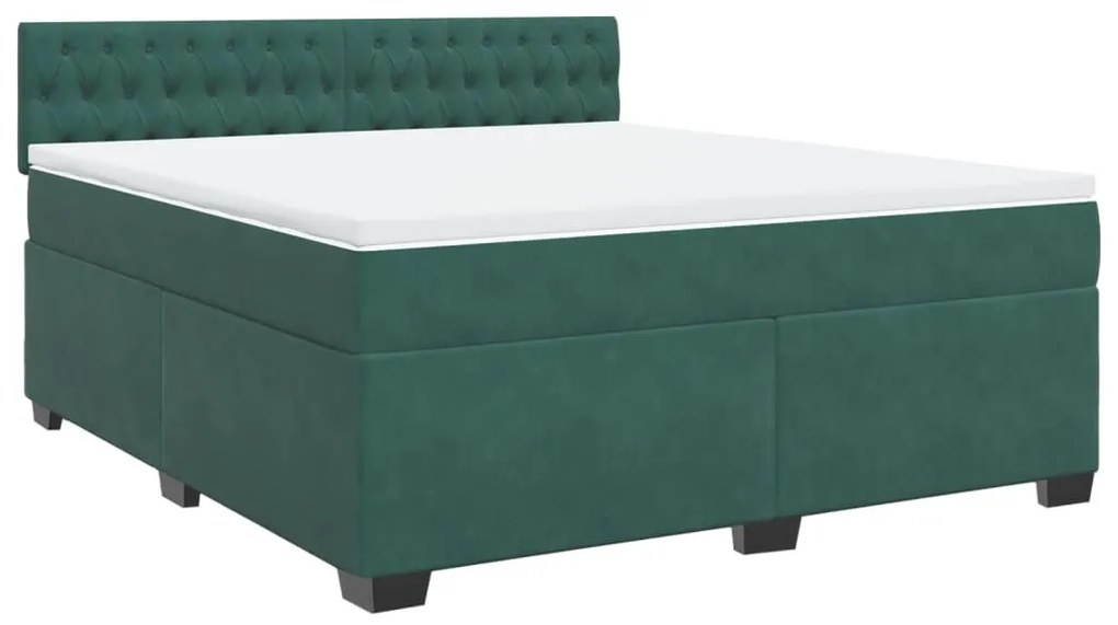 3286387 vidaXL Pat box spring cu saltea, verde închis, 180x200 cm, catifea