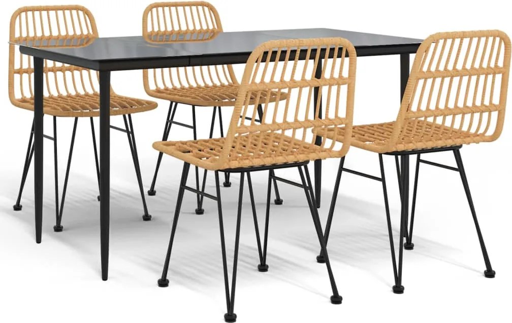 vidaXL Set mobilier de grădină, 5 piese, poliratan