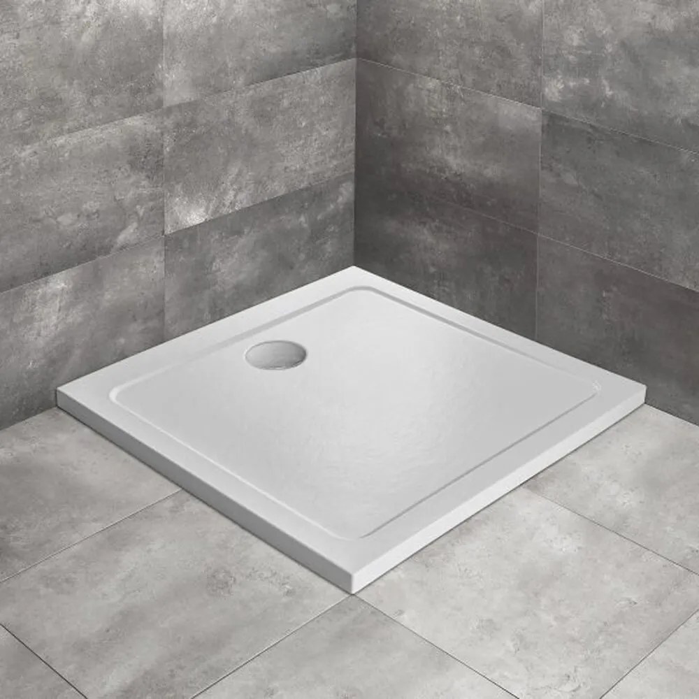 Cadita dus patrata Radaway Doros C Stone 90x90 cm acril alb