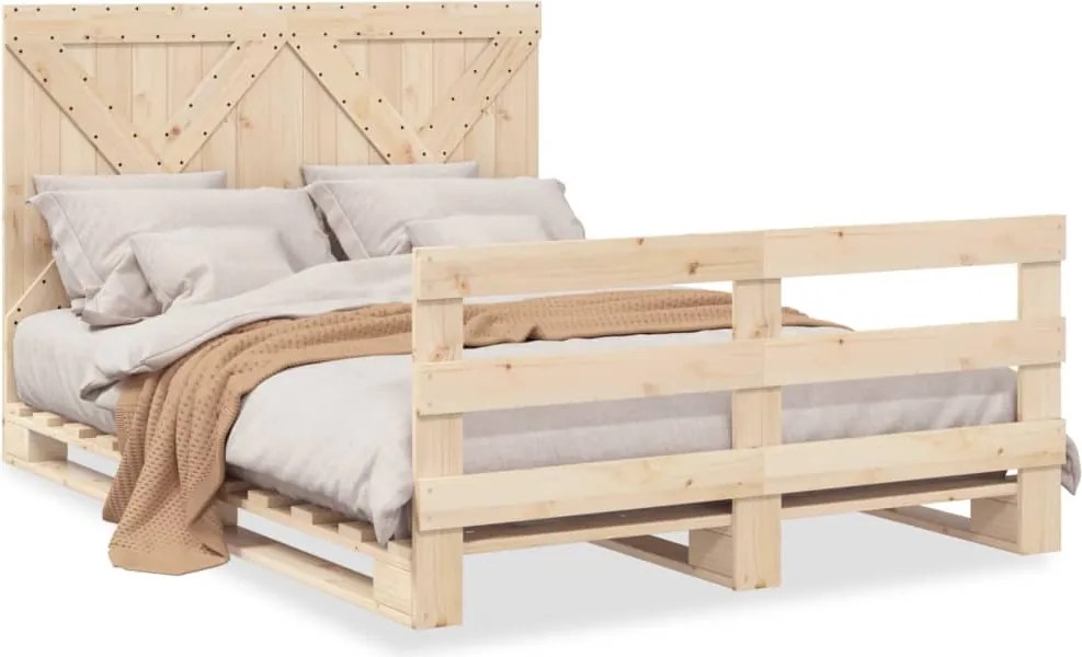 vidaXL Cadru de pat cu tăblie, 140x200 cm, lemn masiv de pin