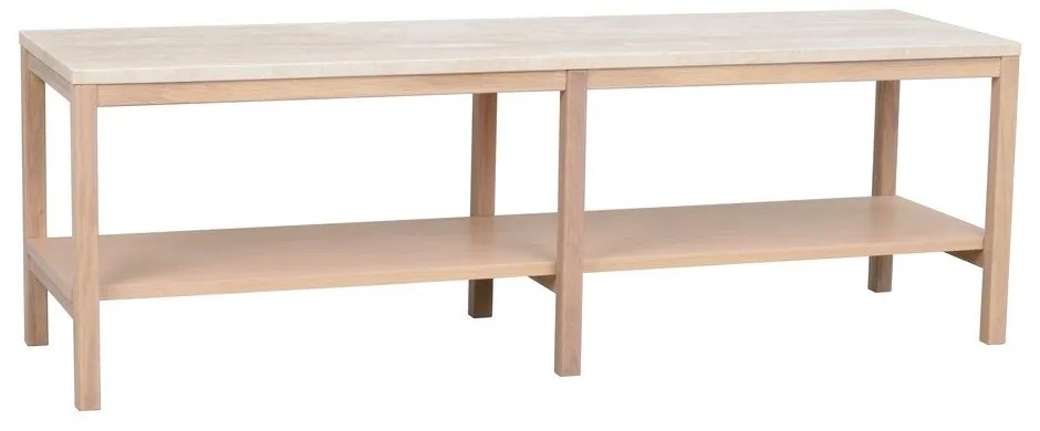 Masă consolă albă/în culoare naturală cu blat din piatră 140x40 cm Orwel - Rowico