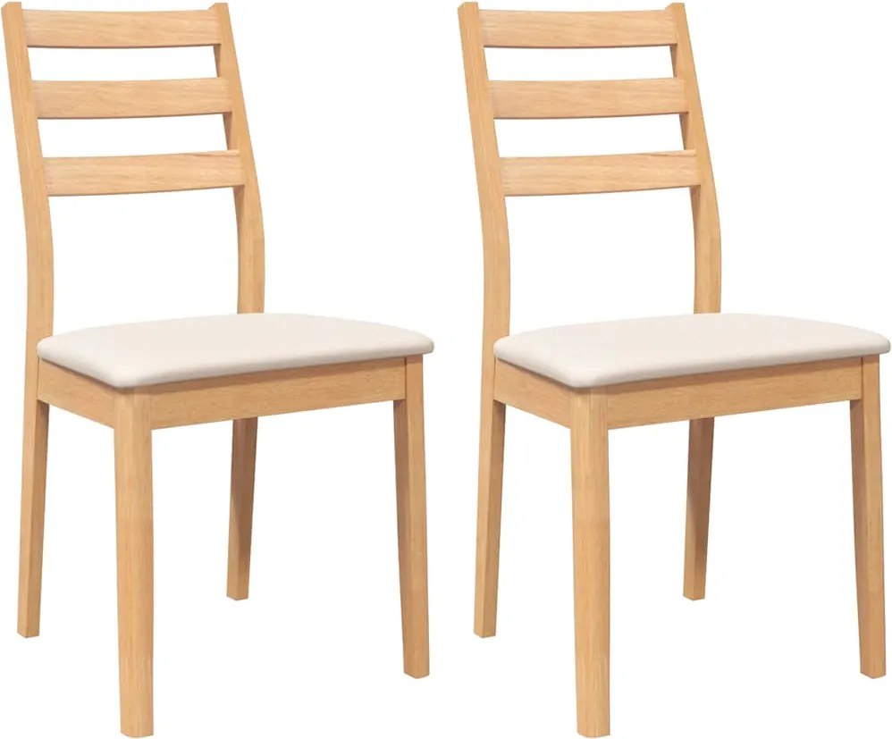 vidaXL Scaune sufragerie cu perne 2 buc cauciuc din lemn masiv natural