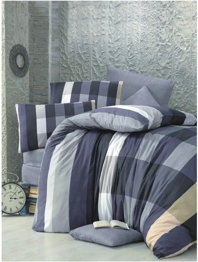 Lenjerie de pat cu cearșaf și 2 fețe de pernă pentru pat dublu Cigdem, 200 x 220 cm