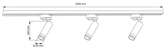 Spot pentru sistem de șină FADO 3xGU10/10W/230V negru
