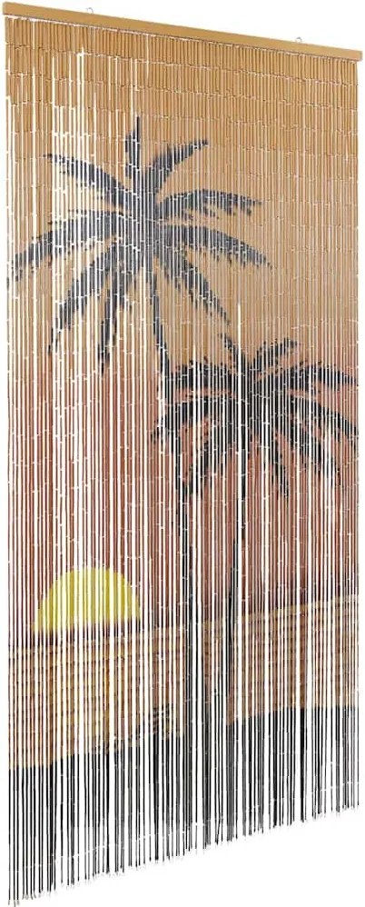 vidaXL Perdele ușă cu insecte imprimeu palmieri 90x220 cm bambus