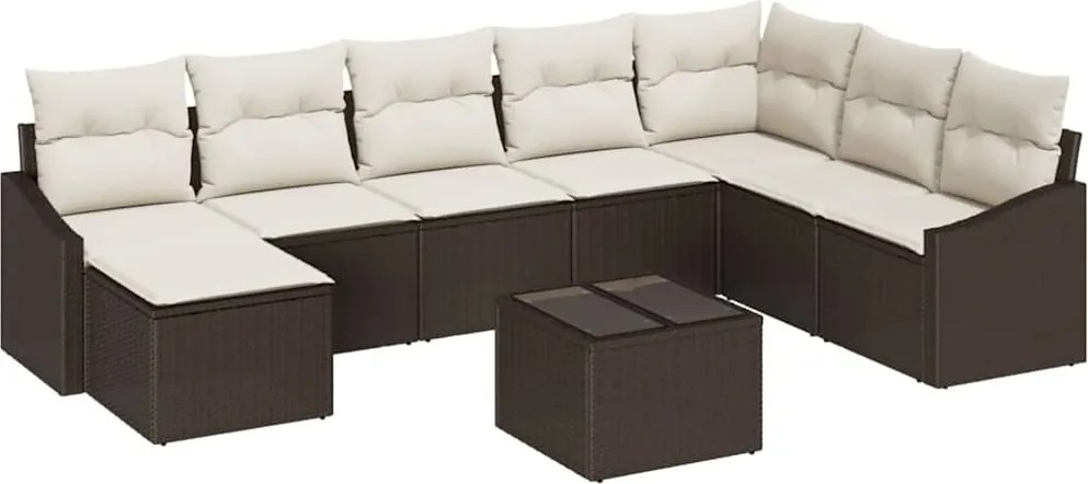 vidaXL Set de canapea cu pernă 9 pcs Maro poliratan