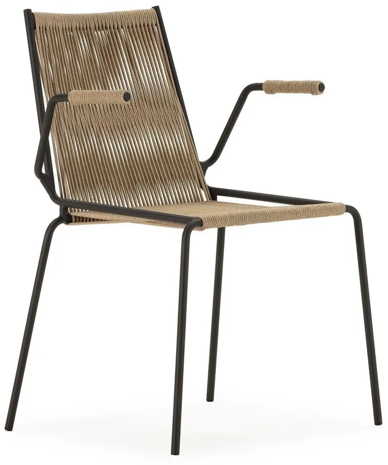 Scaune de dining bej cu cotiere/stivuibile 2 buc. din metal Emily – Marckeric