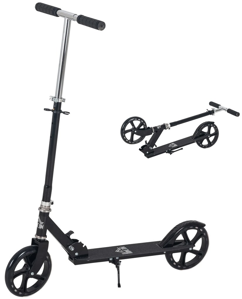 HOMCOM Trotinetă Pliabilă pentru Copii de 7-14 Ani Scuter Infantil Ghidon Ajustabil în Înălțime de 4 Nivele cu Frână 88x37x75-100 cm Negru | Aosom Romania