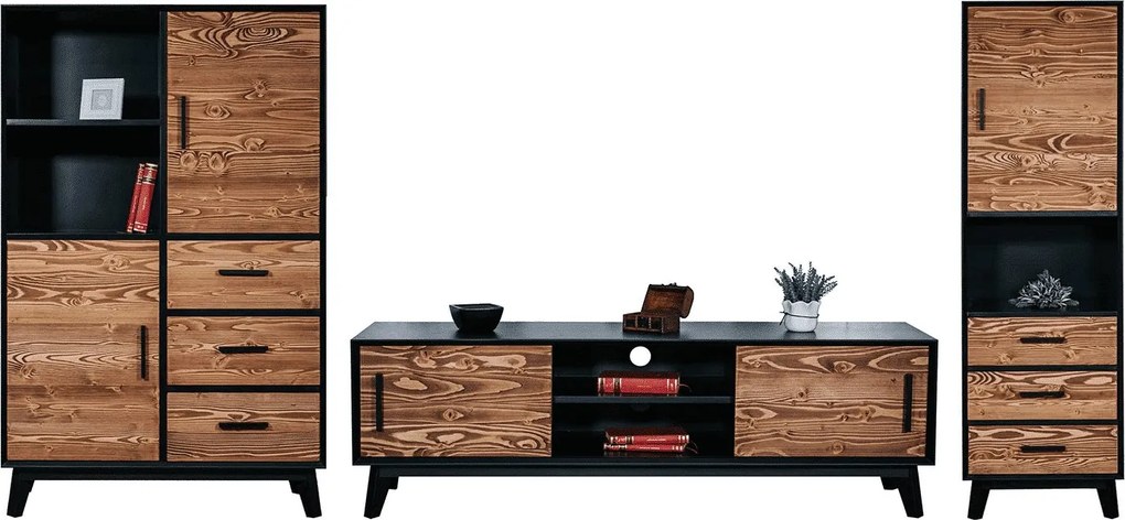 Set lemn masiv natur Living Timeless I -Negru