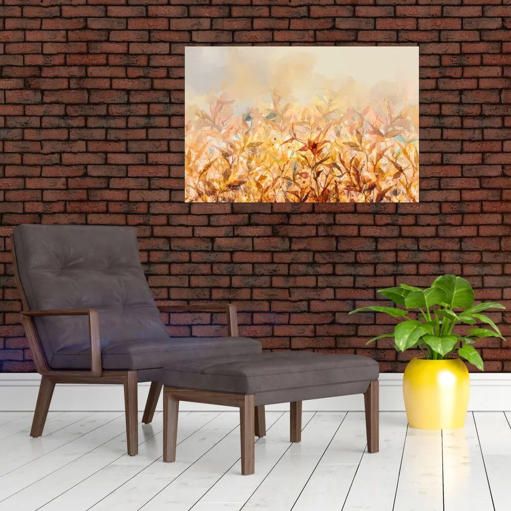 Tablou - Frunze în culori de toamnă, pictură în ulei (90x60 cm)