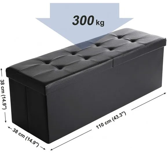Bancheta Pliabila Amara, Cu Lada, Neagra, 110 x 38 x 38 cm