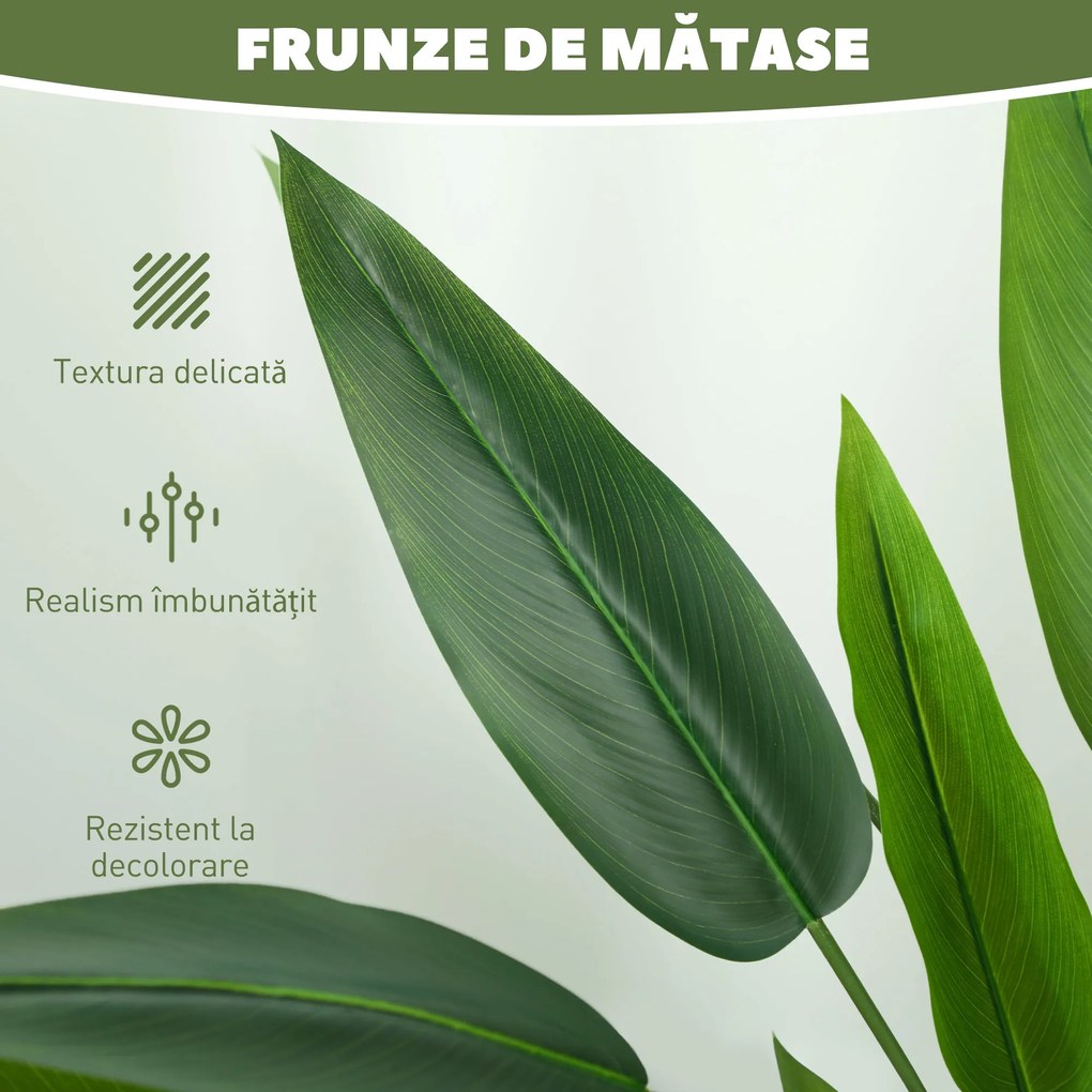HOMCOM Plantă Artificială "Pasărea Paradisului" cu 20 de Frunze și Ghiveci | Aosom Romania